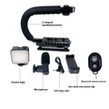 U C Shaped Holder Grip Video Handheld Stabilizer with Fill light,Phone Holder,Mic,Remote Control for SLR Cameras Home DV Came Quake black