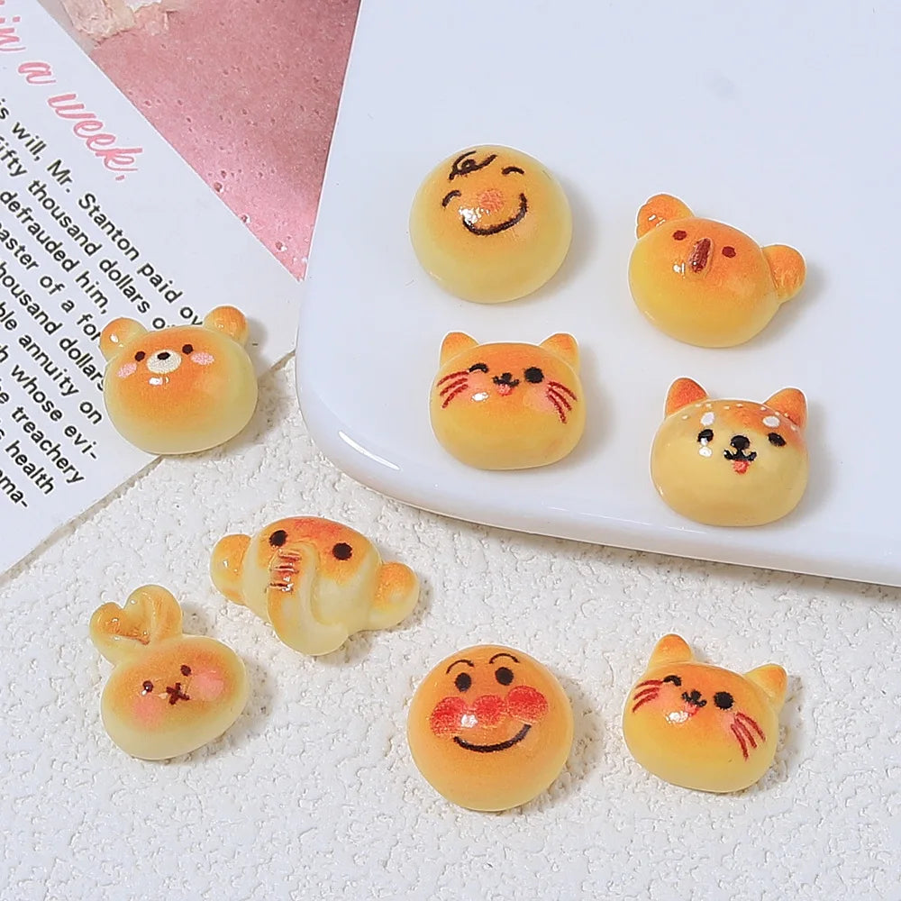 40Pcs Mini Resin Cute Cartoon Dog Bread Flatback Cabochon Fake Food For Hair Bows Jewelry Making Miniature Dollhouse Accessories Quake