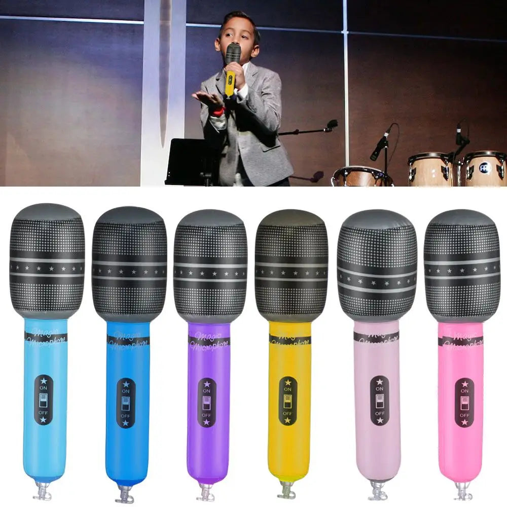 12Pcs Gifts Role Play Stage Birthday Decoration Blow Up Inflated Inflatable Microphones Photo Props Quake