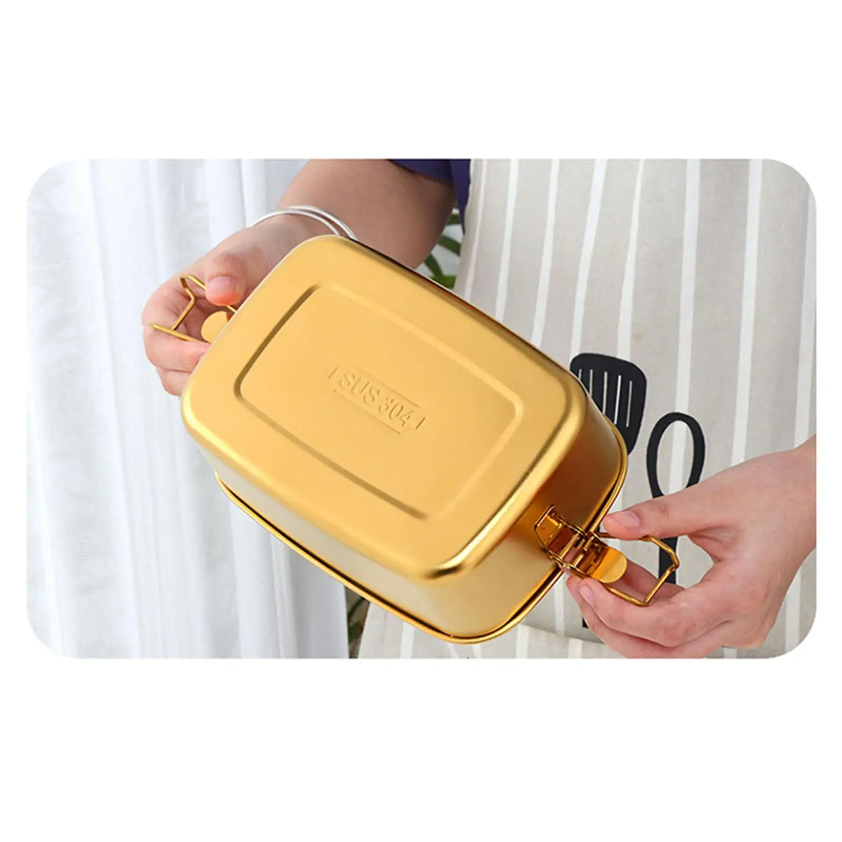 Stainless Steel Bento Box Snack Box Divided Food Storage Containers for Home Quake