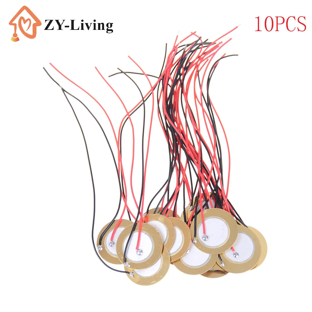 10Pcs 20mm Piezo Ceramic Elements Sounder Sensor Trigger Drum Disc + Wire Copper Piezoelectric Buzzer Copper Quake