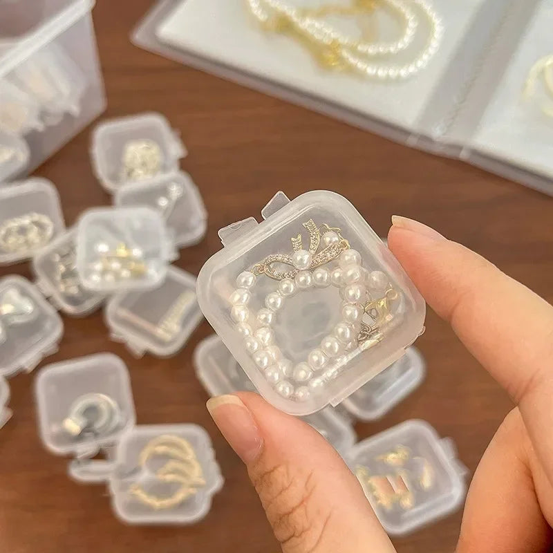 100/1PCS Mini Plastic Storage Box Transparent Dustproof Jewelry Container Portable Earring Ring Earplugs Packaging Storage Box Quake