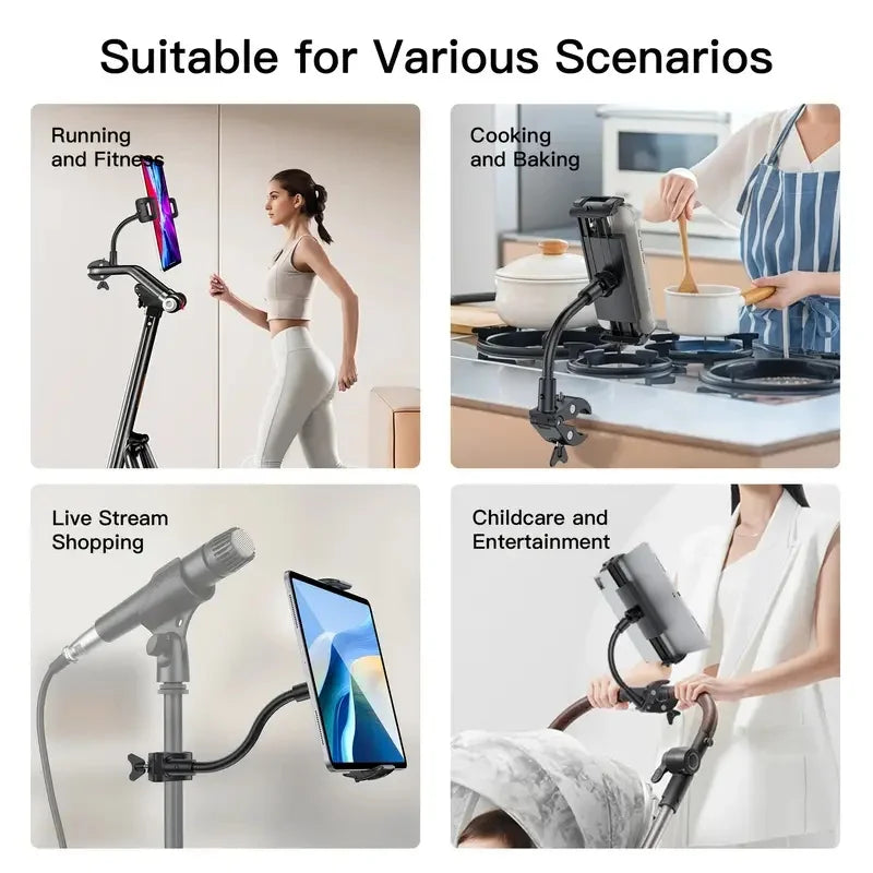 New Tablet Holder Phone Holder for Microphone Stand,Mic Music Stand Tablet Holder for Pad,Universal Phone Tablet Mic Stand Mount Quake