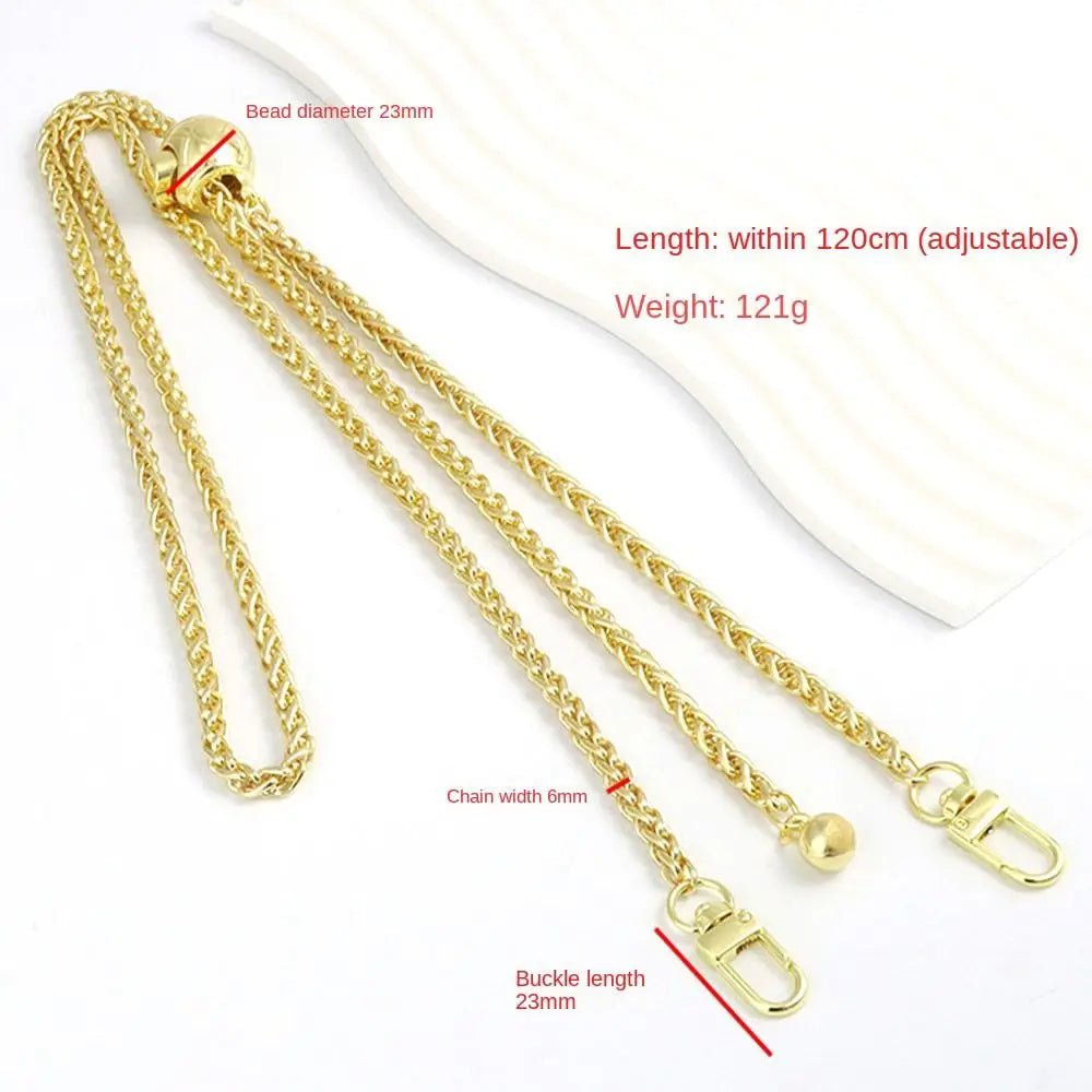 Fashion Golden Silvery Metal Bag Chains Replacement Adjustable Shoulder Bag Straps Purse Chain Belt Quake pale gold