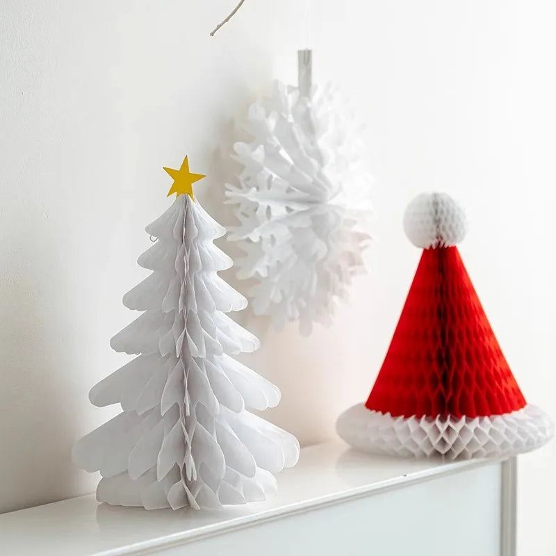 1PC Paper Folding Christmas Tree Desktop Figurine Christmas Decoration Prop for Home Scene Arrangement christmas ornaments Quake