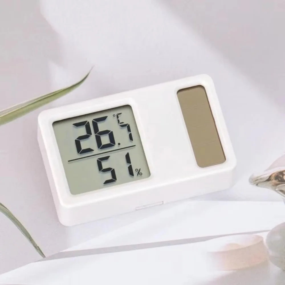 69HF Solar Powered Thermometers Mini High Accuracy Digital Temperature Humidity Measurement Meter Gauge Professional Quake