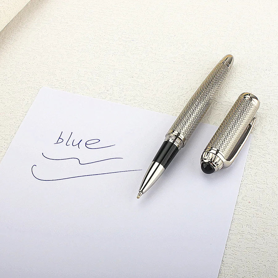 Luxury Business Blue Big Size Metal Rollerball Pen / Ballpoint Pen Silver Clip Blue Ink for Writing Office Writing Gift Pen Quake 148-5