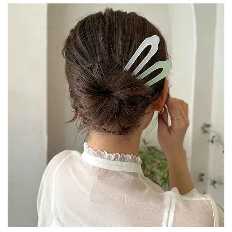 Simple Transparent Hairpin Chopstick Vintage Elegant Hair Stick Ancient Style Ornament Pan Hair Headdress Hair Style Accessories Quake