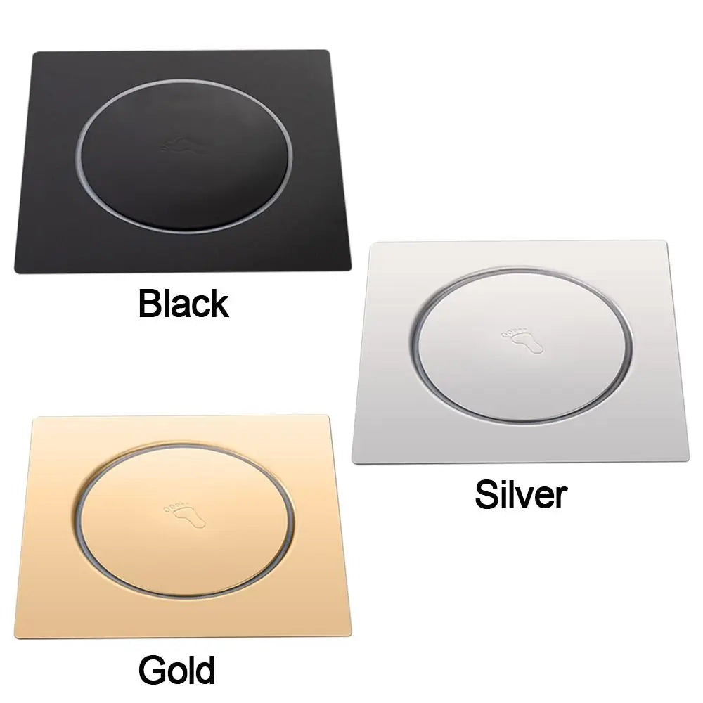 Useful Stainless Steel Press-Type Floor Drain Pedal Type Square Sewer Floor Strainer Anti-odor Pop Up Bounce Drain Filter Quake