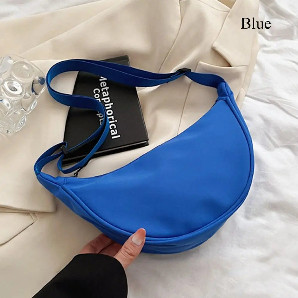 Nylon Crossbody Bag For Women Fashion Portable Casual Hobos Sport Chest Pouch Underarm Bags Students Dumpling Shape Shoulder Bag Quake blue