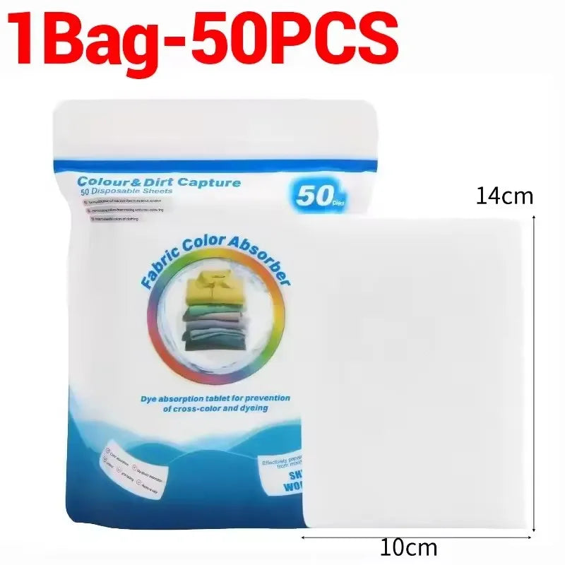 Anti-Dyeing Laundry Tablets Color Absorption Sheet Washing Machine Cleaning Clothing Supplies Anti-Cross Color Laundry Sheets Quake 1Bag-50PCS