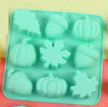 1PC Silicone Mold DIY Baking Maple Leaf Hazelnut Pumpkin Shape Mould Christmas Halloween Series for Handmade Dessert Making Quake green