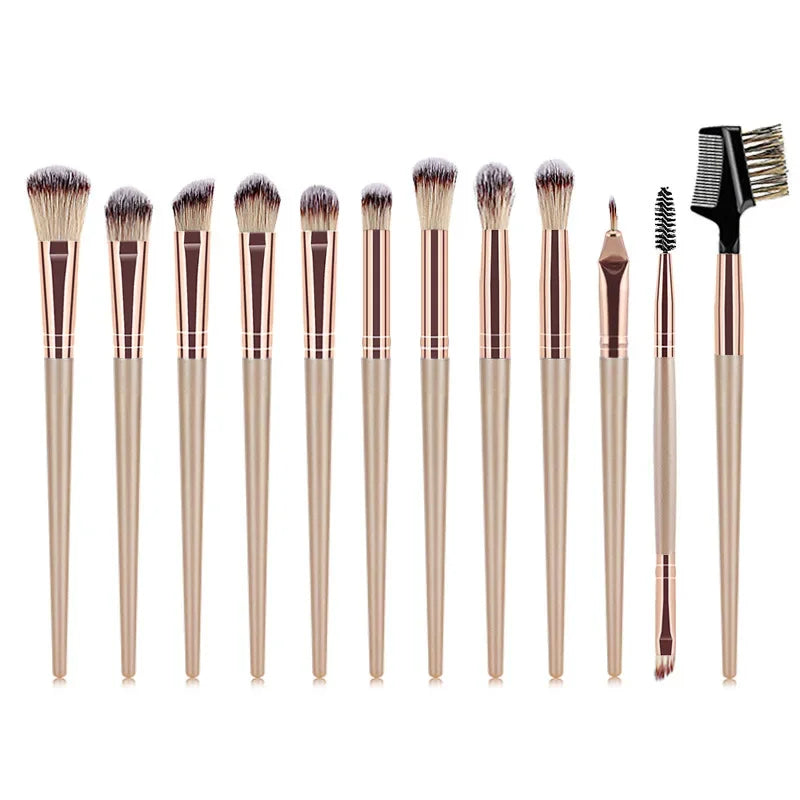 12Pcs/Set Multi-type Makeup Brushes Eye Shadow Eyeliner Eyebrow Eyelash Blending Mixing Make up Brush Portable Cosmetic Tool Quake