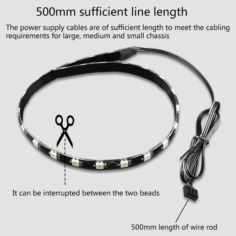 Coolmoon PC RGB LED Strip Light for Motherboard with 4 Pin RGB /5V ARGB Header Computer Case DIY Lighting 1.3ft K1KF Quake