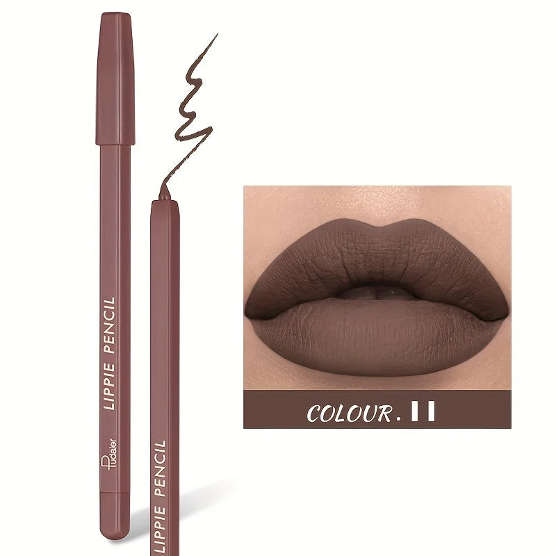 1pc Matte Lip Liner Pen, High Pigment & Waterproof, Versatile Mixed Colors, Suitable For All Skin Types Quake 11
