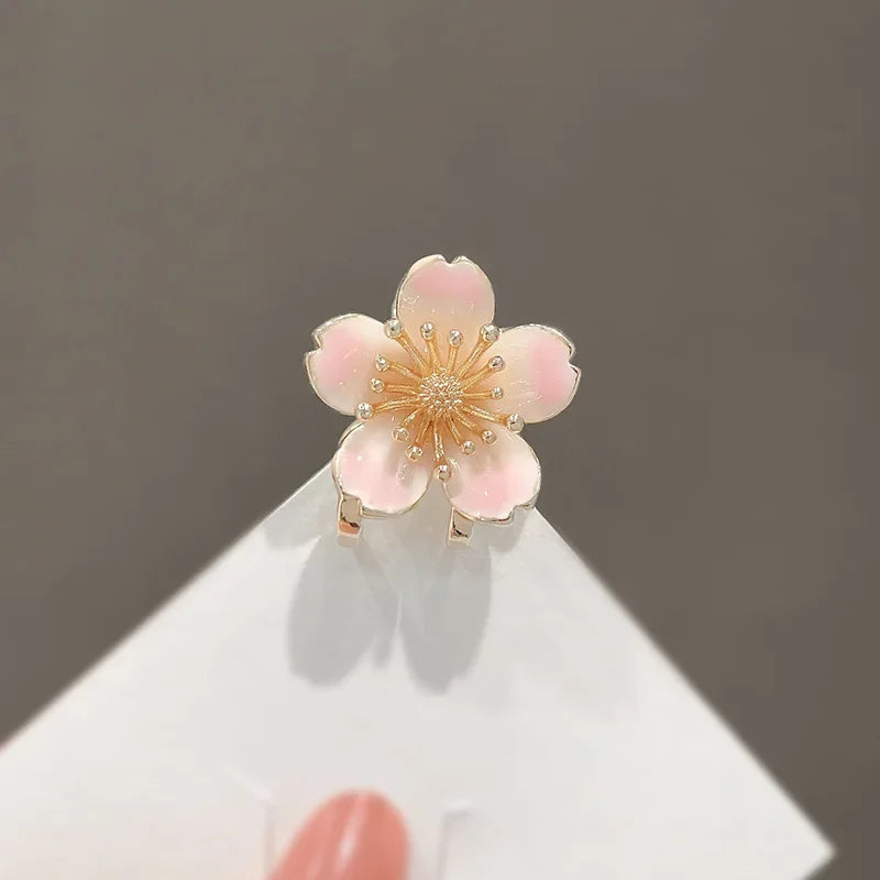 Kawai Mini Cherry Blossom Hair Clip for Women Pink Flower Cute Shark Clips Hair Accessories Ponytail Hair Styling Tools Quake NO.1