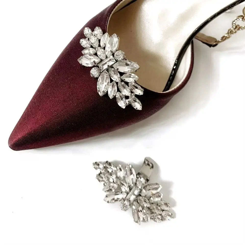 1Pcs Removable Shoe Clips Wedding Bride Shoes Decoration Women High Heel Charms Jewelry Rhinestones Crystal Shoes Decoration Quake