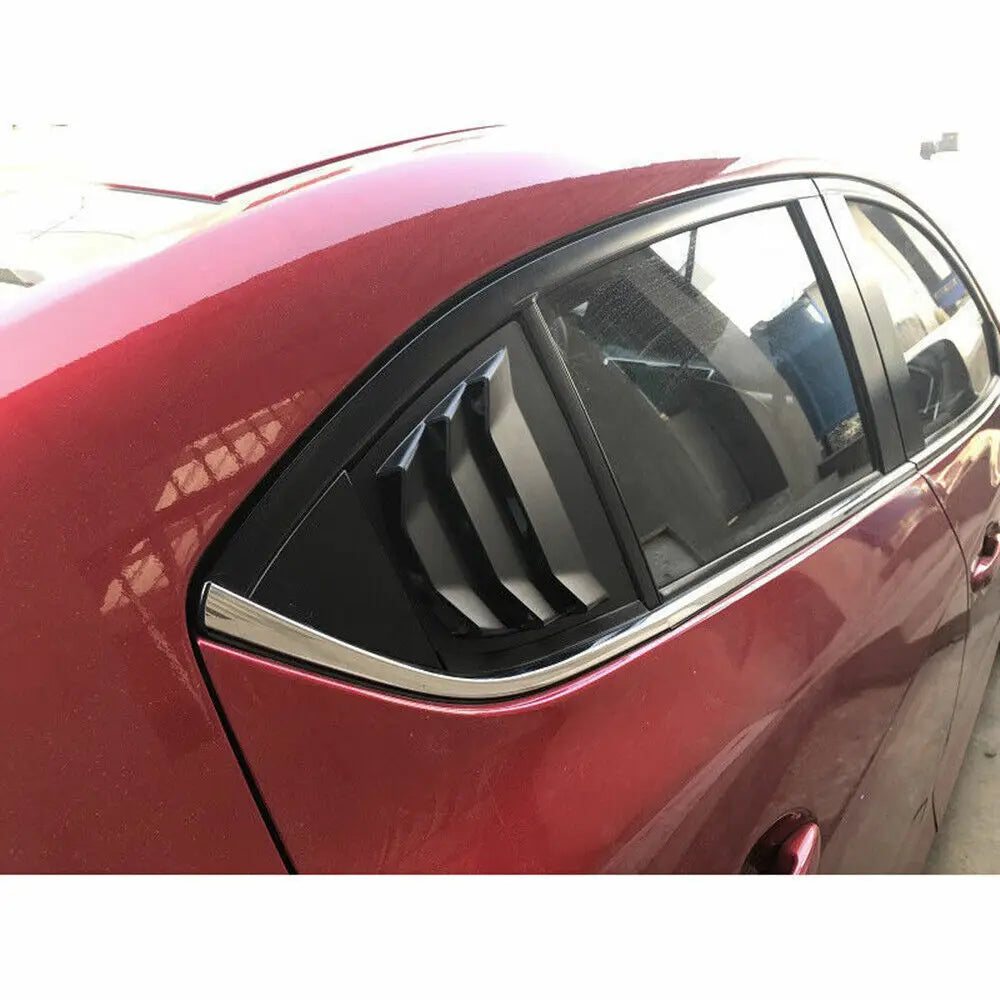 For Mazda 3 Axela 2014-2018 Car Rear Louver Window Side Shutter Cover Trim Sticker Vent Scoop ABS Carbon Fiber Black Accessories Quake