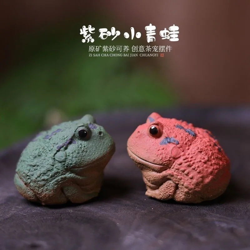 Zisha Tea Pet Small Horned Frog Premium Nurturable Wealth-Attracting Frog Tea Play Fish Tank Landscaping Decoration Tea Quake