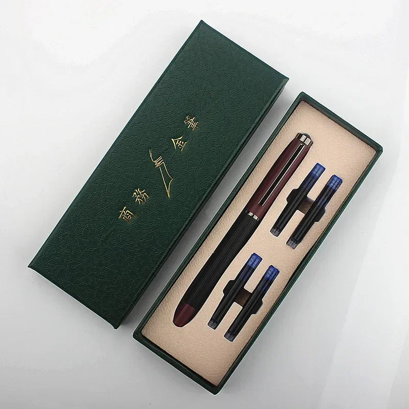 Luxury Quality 6052 Metal Grey Blue EF Nibs Black Fountain Pen EF0.38MM Ink Pens Set Gift Quake 6052-9 EF 0.38MM