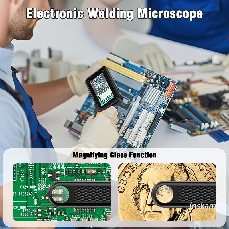 Digital Microscope Handheld 3.0 inch IPS Color Screen Autofocus 2MP Coin Video Microscopes 500x Magnification Quake