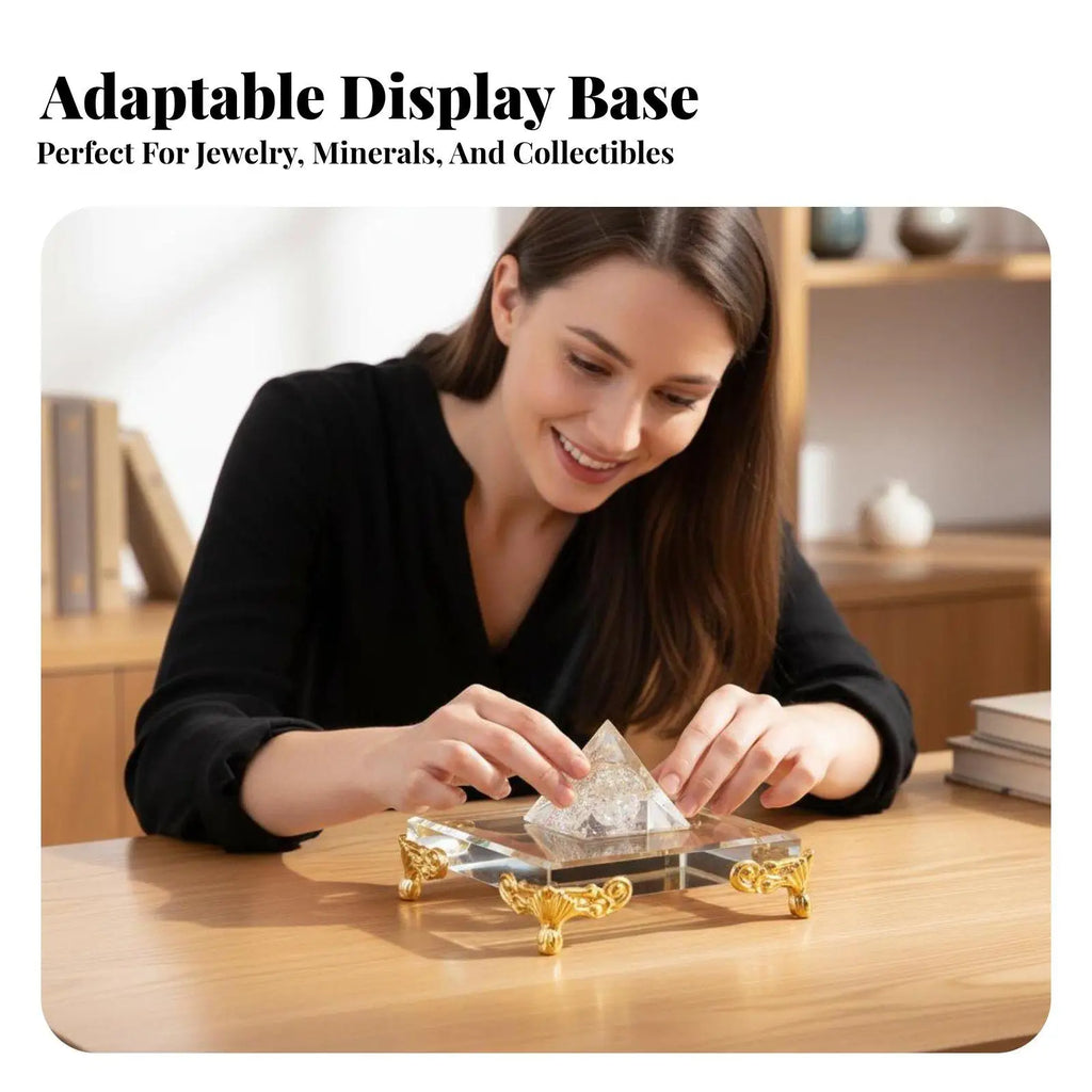 Modern Crystal Pedestal Display Base with Classic Footed Design for Collectibles Art Pieces and Table Accessories Quake