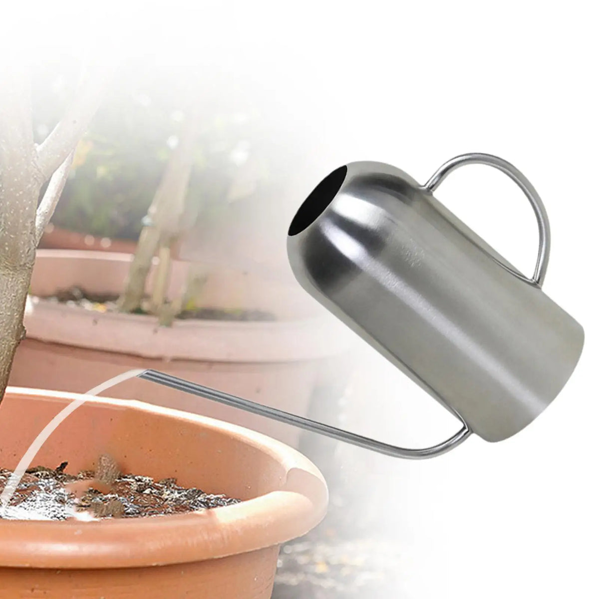 Leakproof Stainless Steel Watering Can with Ergonomic Handle Indoor Gardening Pot for Flowers Vegetables and Succulents Quake
