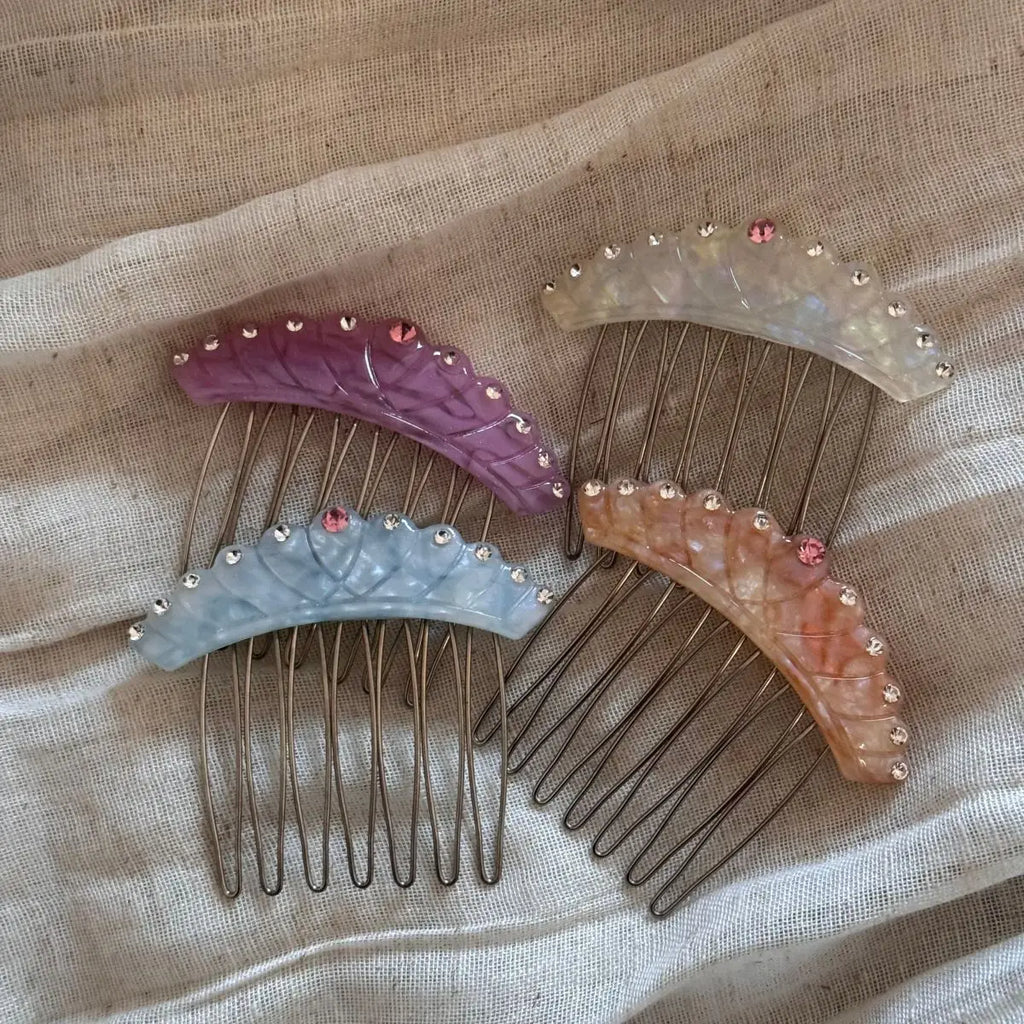 Acetic Acid Colorful Diamond Crown Insert Comb Forehead Bangs Side Insert Comb Elegant Hair Accessories Korean Style Headwear Quake