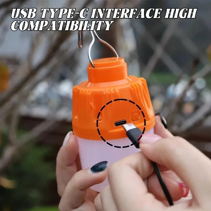 2/1PCS Outdoor Camping LED Lamp USB Rechargeable Emergency Lantern Portable Small LED Light Bulbs 3 Lighting Modes Night Lights Quake
