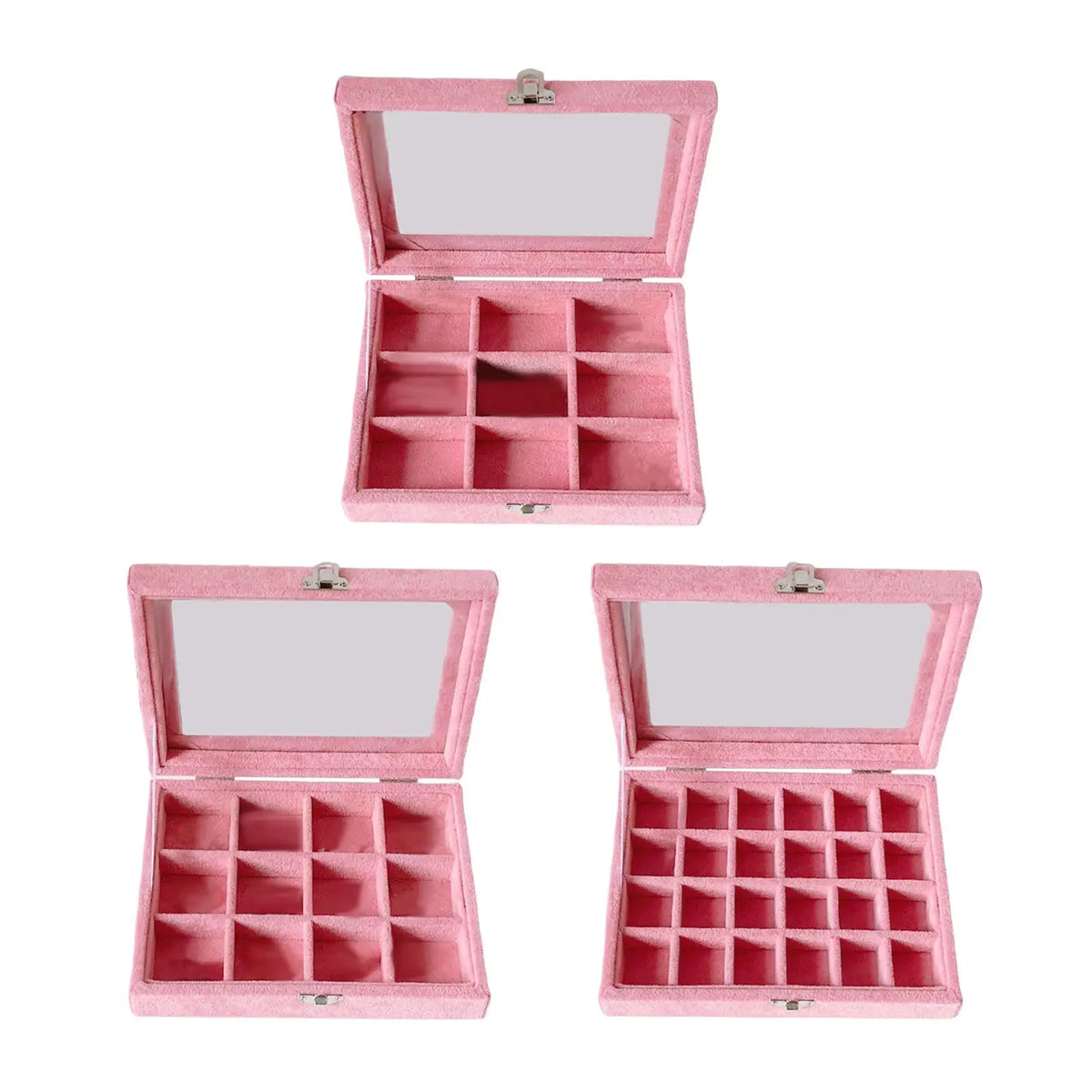 Velvet Lid with Multi Grid Jewelery Tray, Removable Compartment Dividers Quake