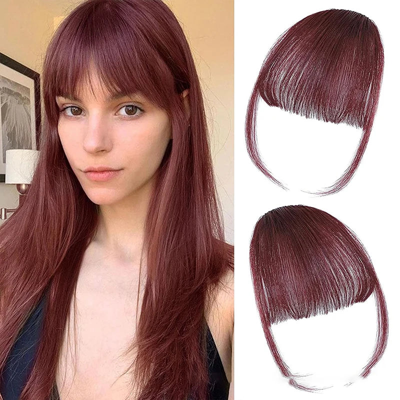 Synthetic Fake Air Bangs Natural Hair Extension Front Fringes Hairpiece Black Brown Clip In Bangs Double Sideburns Hair Styling Quake Style14