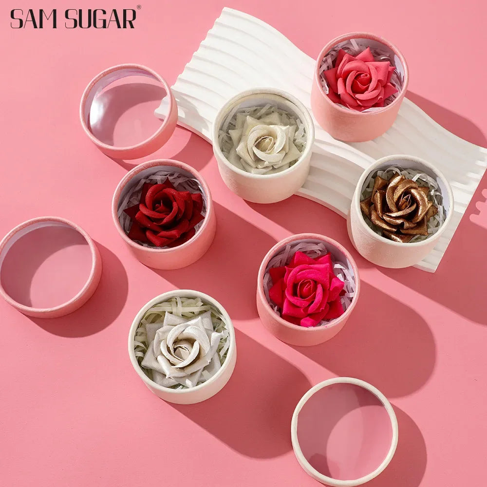 SAM SUGAR 3D Three-Dimensional Rose Blush, High Gloss, Naturally Enhances the Complexion, Small Petals, Nude Makeup Color:06 Quake