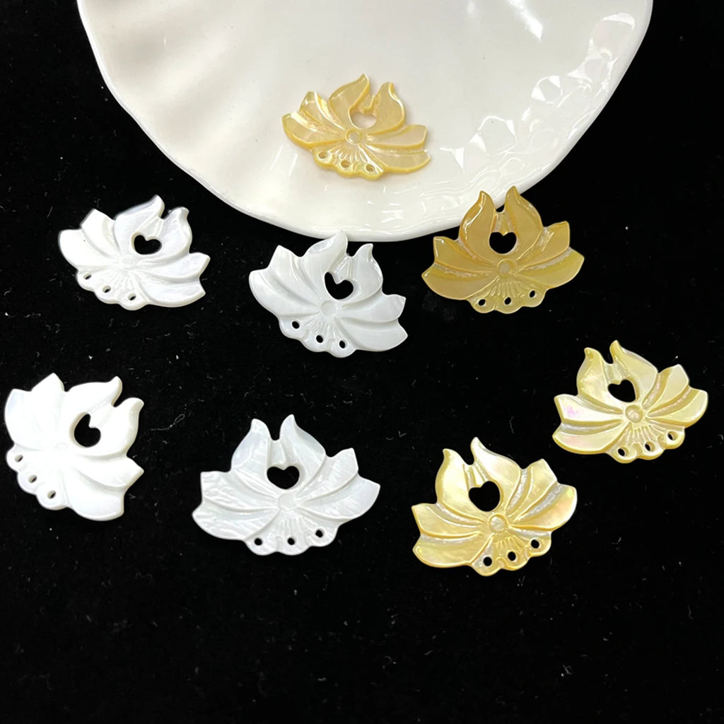 3Pcs Lotus Pendant Accessory Freshwater Shell Pendant Beads For Jewelry Making DIY Earrings Necklace Tassel Accessory Quake