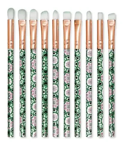 10Pcs/Lot Makeup Brushes Eyeshadow Eyebrow Fine Lines Depict Patterns Lip Professional Eye Part Makeup Brush Set Quake pink