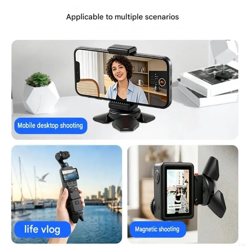 Phone Stand Tripod with Foldable Support Legs and 1/4inch Threaded Mount, Metal Body for Desk Video and Travel Use K1KF Quake