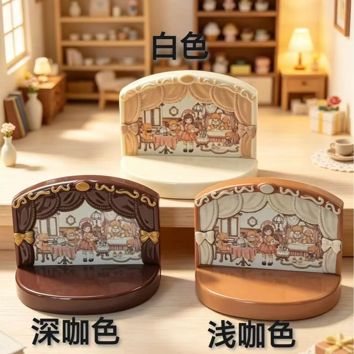 1Pcs Miniature 3D Cartoon Cute Bear Stage Resin Micro Landscape Simulation Desk Model Play Toys Decor Dollhouse Accessories Quake