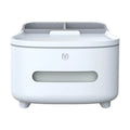 Tissue Box Cover with Remote Holder Stationery Tissue Storage Box Organizer for Kitchen Restroom Bedroom Restaurant Hotel Quake White