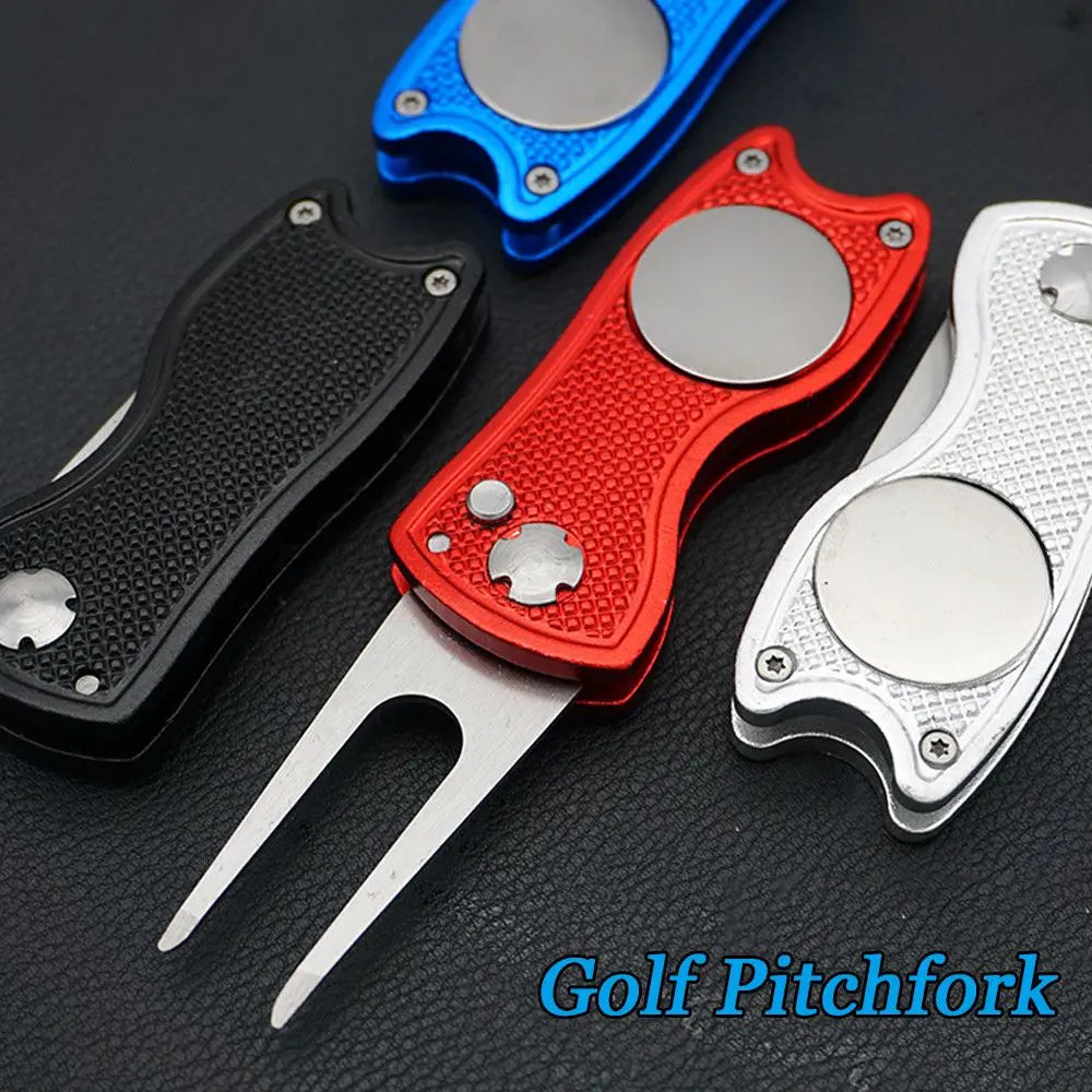 7Colors Solid Switchblade Stainless Steel Pitch Groove Cleaner Golf Pitchfork Putting Green Fork Divot Repair Tool Quake
