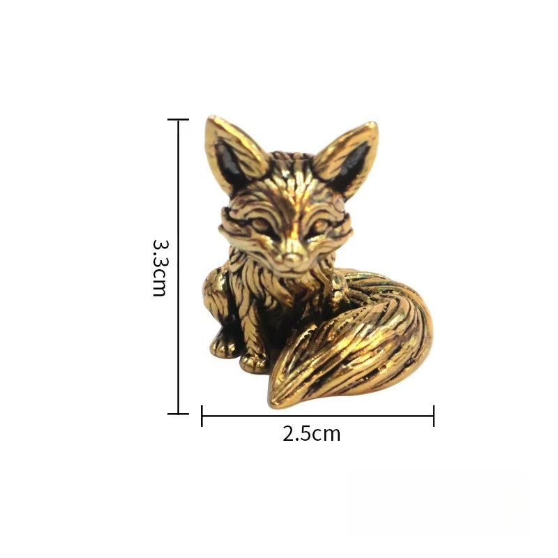 1pc mini Brass fox desktop ornament copper study desktop decoration creative gift crafts small ornament Quake Fox-1pc