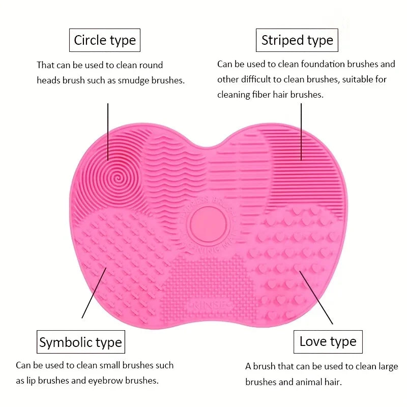 1Pc Cosmetic Tool Cleaning Makeup Brush Cleaner Pad With Suction Silicone Apple-Shaped Cup For Effective Quake