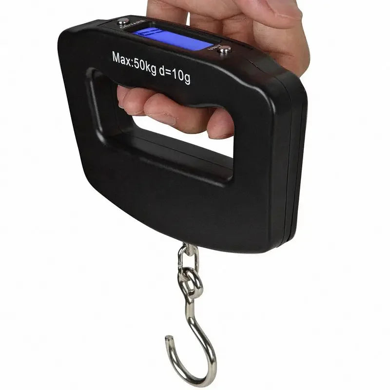 50kg/110lb Portable Scale LCD Digital Luggage Suitcase Scale Handled Travel Baggage Bag Fish Weighting Hook Hanging Scales Quake