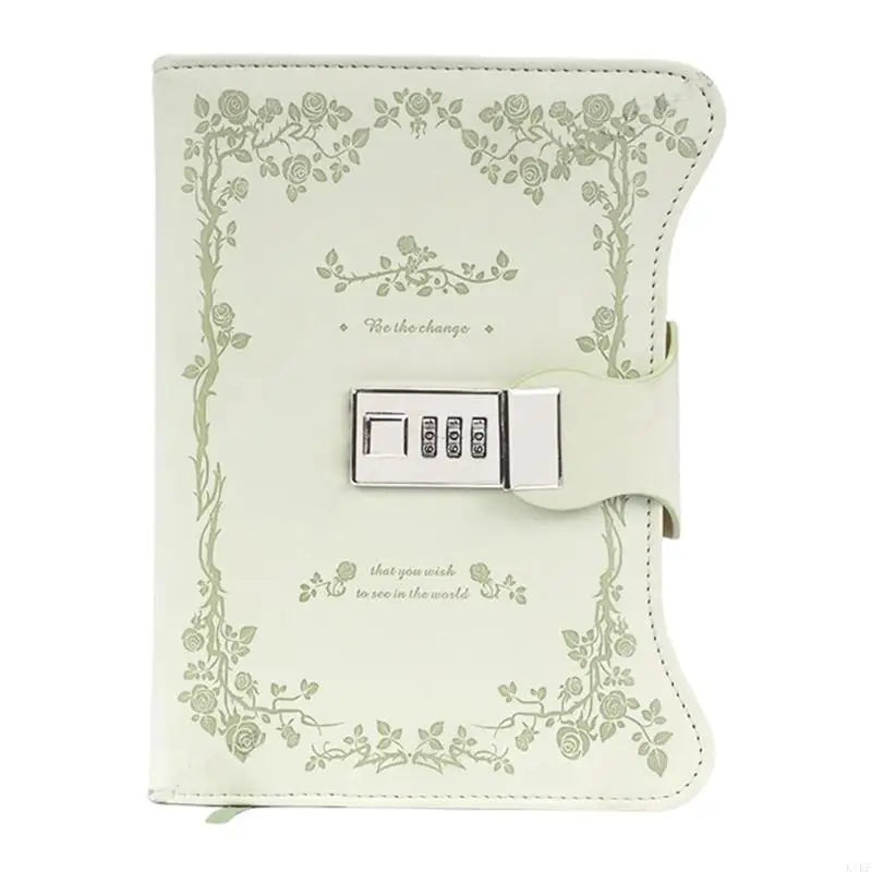 Retro PU Leather Diary with Combination Lock 360 Pages Travel Journal Hardcover Notebook For Daily Writing Note Taking K1KF Quake light green CN