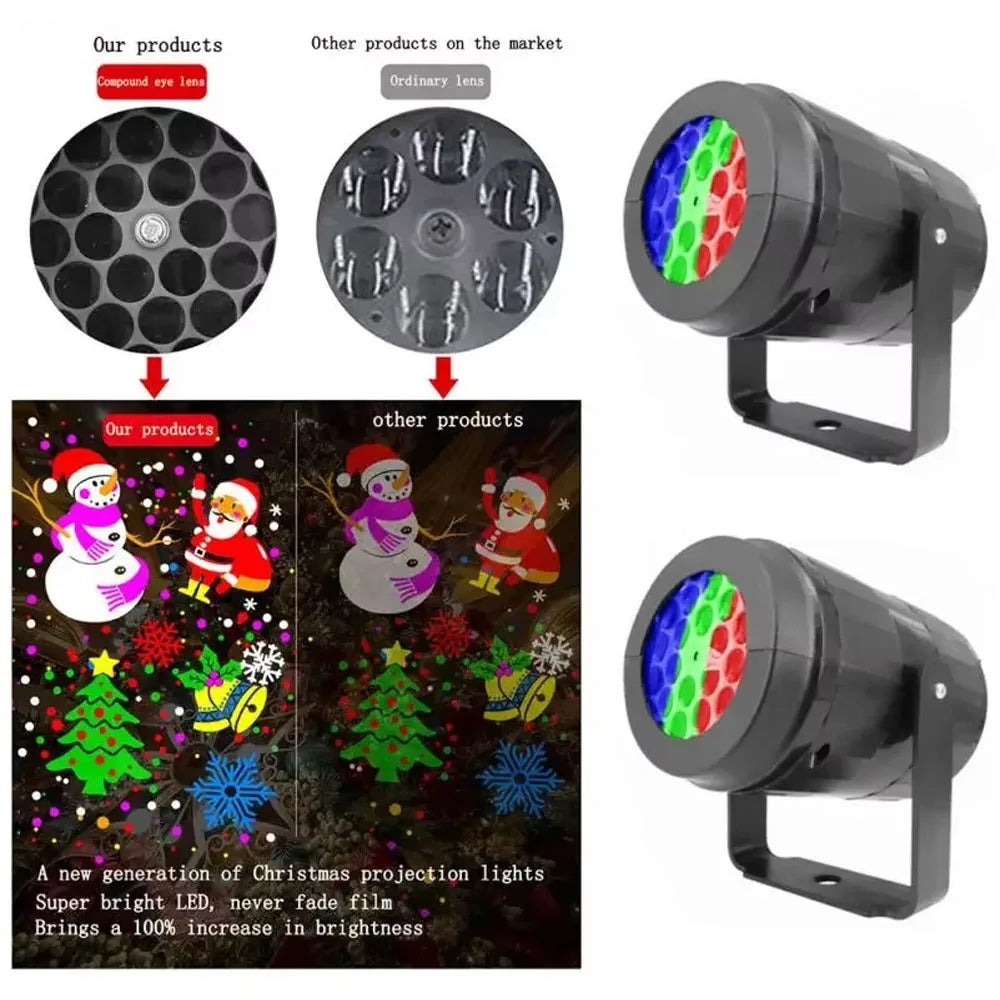 16 Pattern Christmas Projector Lights Outdoor/Indoor Holiday Projection LED Night Lamp for Home Xmas 2027 New Year Party Decor Quake