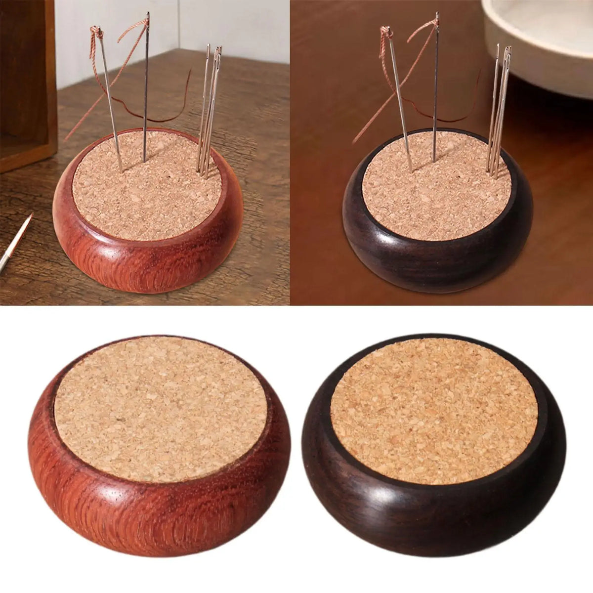 Wood Pin Cushion Needle Holder Sturdy Craft Supplies Sewing Essentials Round for Stitchwork Needlework Sewing Quilting Quake