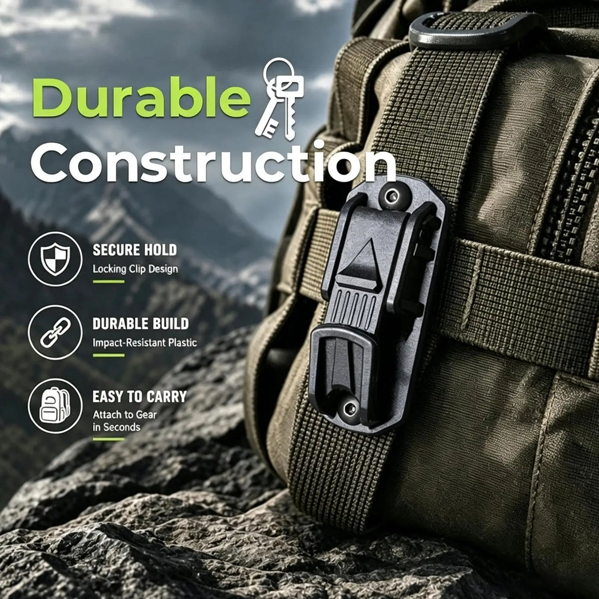 Belt Clip Multifunctional Backpack Heavy Duty Holder Hook Key Clip for Rescue Survival Outdoor Camping Hiking Climbing Skiing Quake