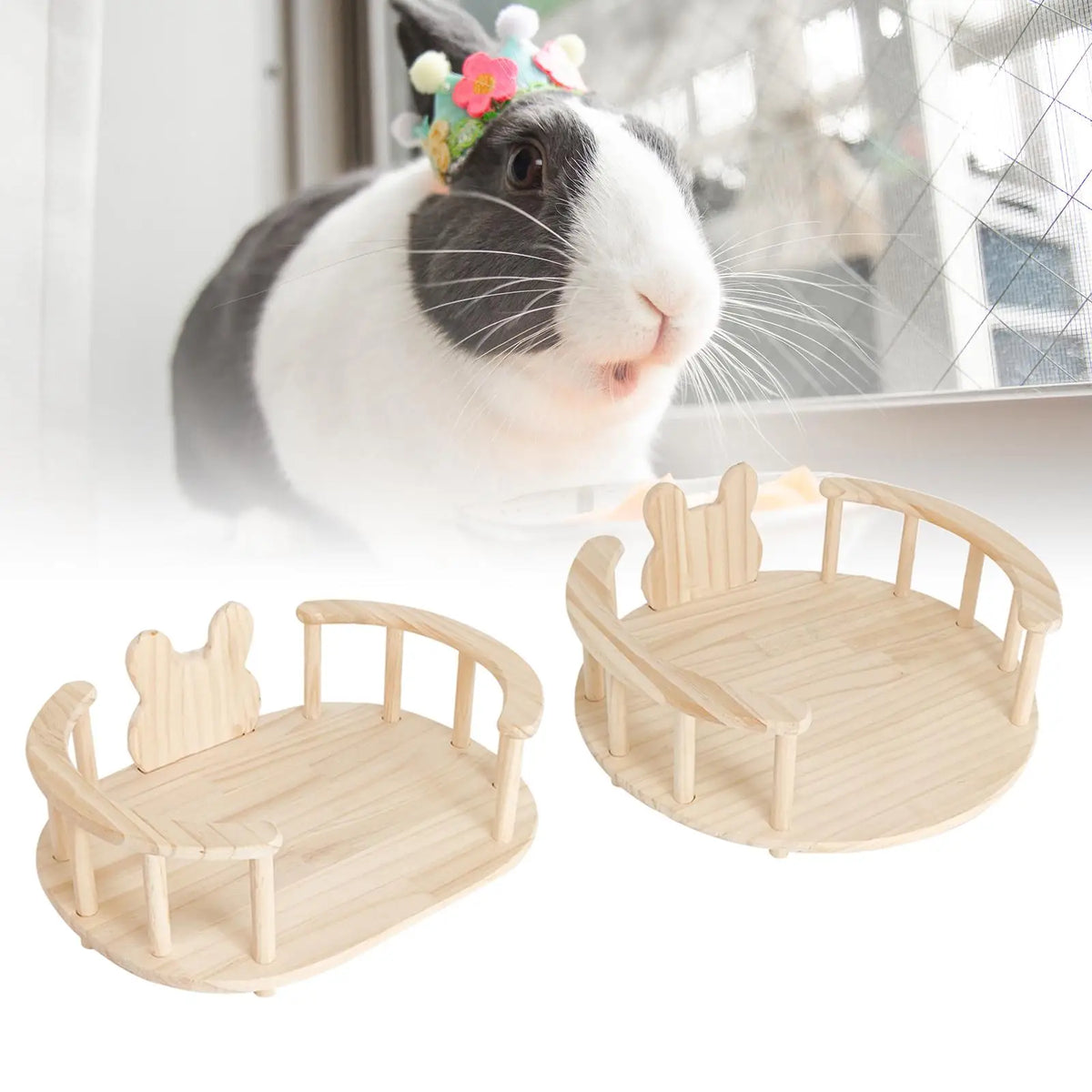 Wooden Bed, Easy to Assemble, Stable Indoor Playhouse, Small Animals Sleeping Habitat for s Guinea Pigs Quake