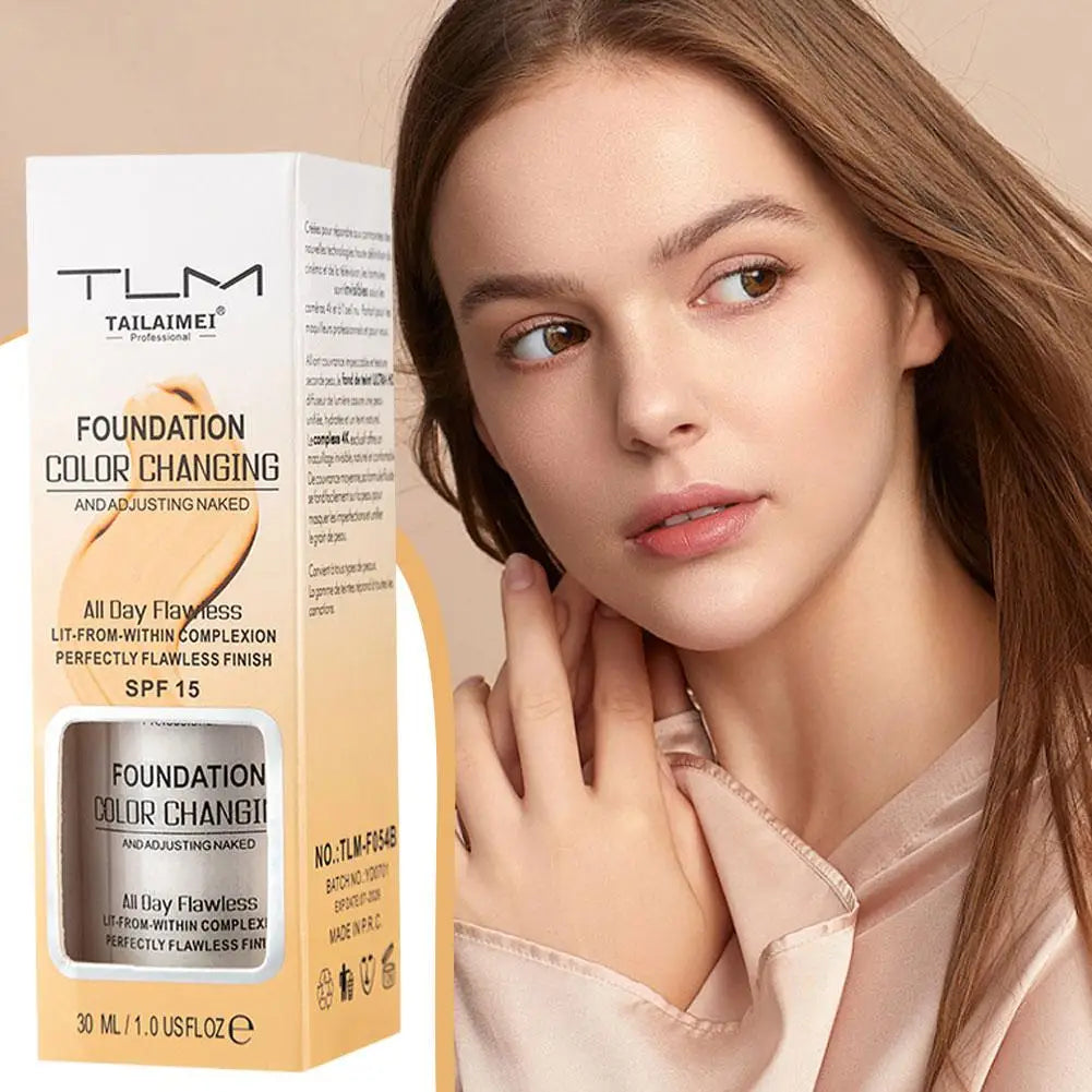 Warming Blush Liquid Foundation Temperature Color Changing Foundation, Naturally Blends Moisturizing Foundation Base Makeup 30ml Quake