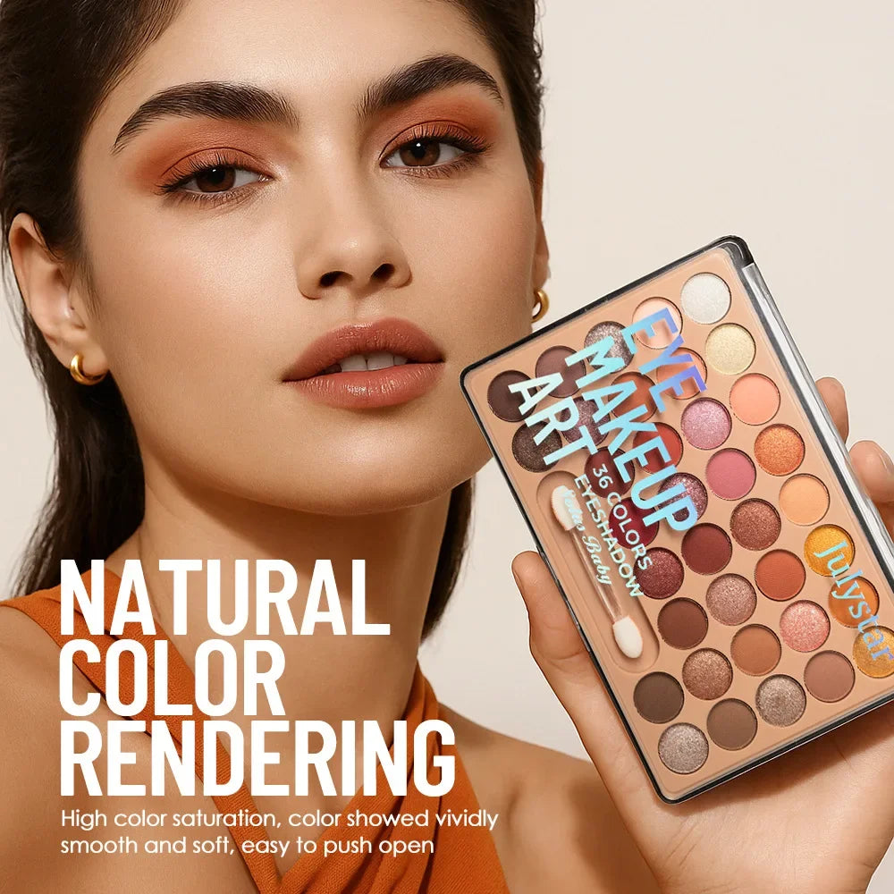 36 Color Eyeshadow Palette Shimmer Matte Multi-Functional Long-Lasting Pigmented Bridal Wedding Day Eye Makeup Quake