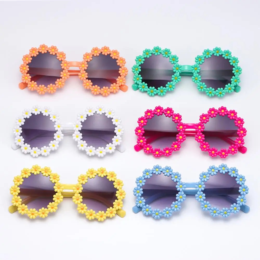 Round Flower Sun Glasses for Kids Cute Daisy Sunglasses Children Outdoor Sun Protection Shades Fashion Funny Party Eyewear Quake