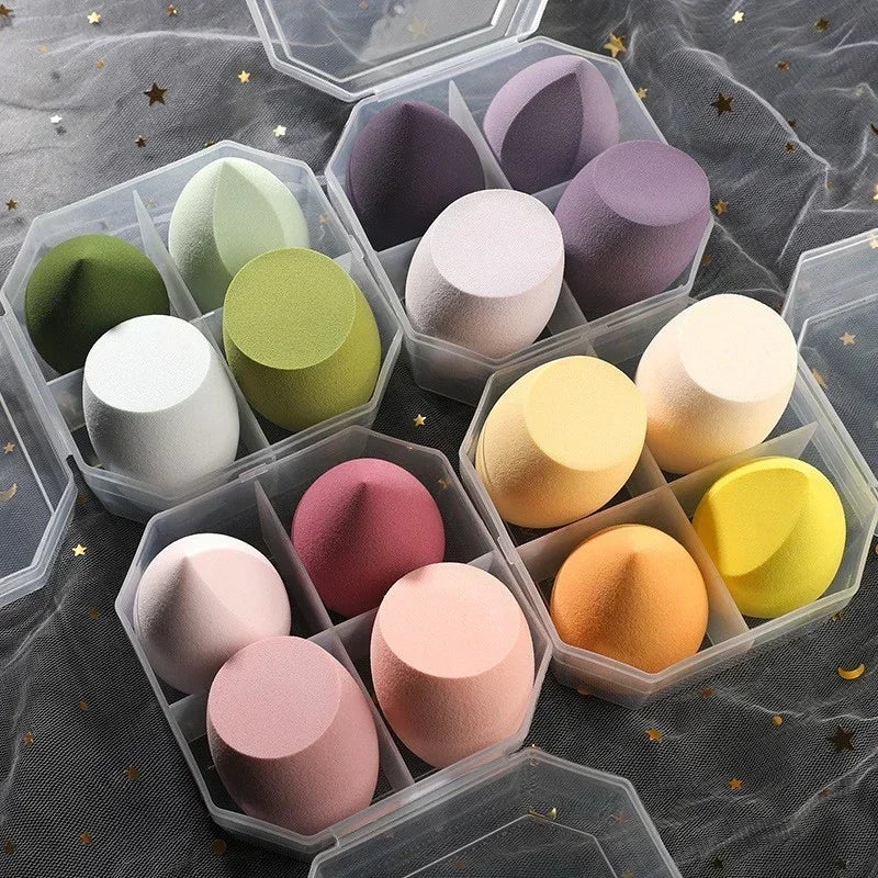 vvocci 4Pcs Beauty Makeup Sponge Set - Soft Cosmetic Blender Puffs for Liquid Foundation, Powder & Cream, Reusable Face Tools Quake